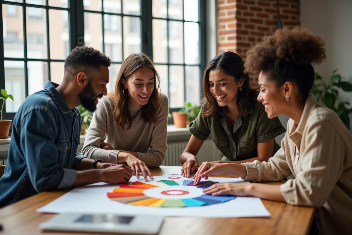 Groupe de créatifs autour d