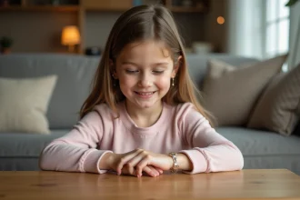 Jeune fille souriante portant un bracelet en argent