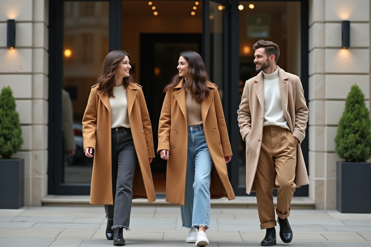 Trois jeunes adultes en mode urbaine dans la rue