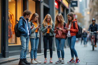 Groupe de jeunes en streetwear dans la ville