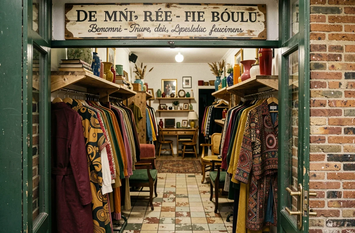 Intérieur artistique et éclectique de la boutique La Frange à l'Envers, dépôt-vente parisien au décor original