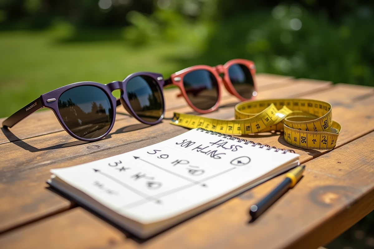 Table en plein air avec lunettes et conseils de taille